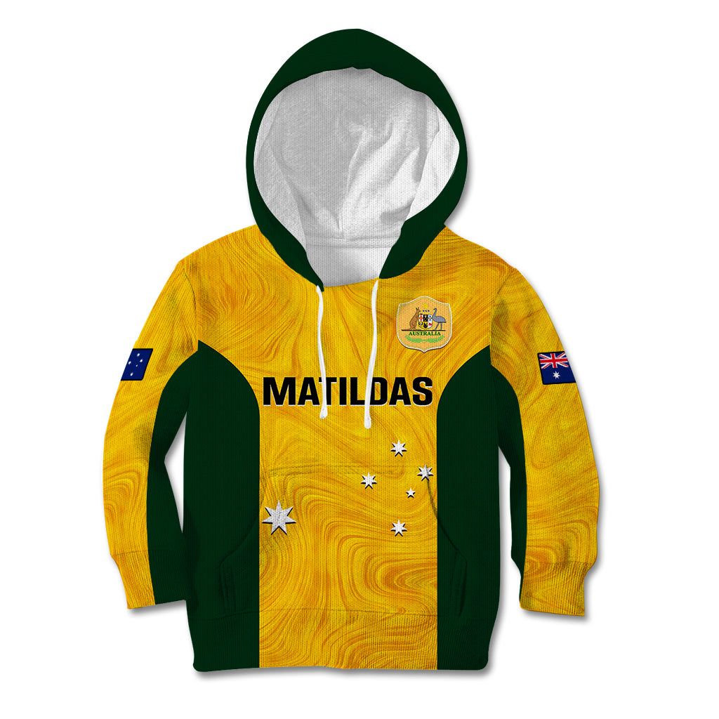 Australia Soccer Kid Hoodie Gold Matildas World Cup 2023 Go Champions - Vibe Hoodie Shop