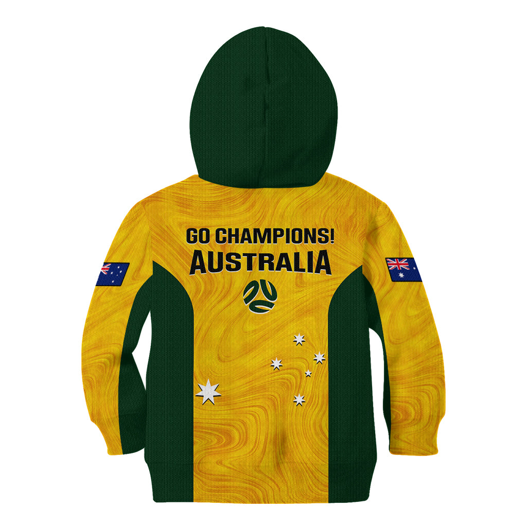 Australia Soccer Kid Hoodie Gold Matildas World Cup 2023 Go Champions - Vibe Hoodie Shop