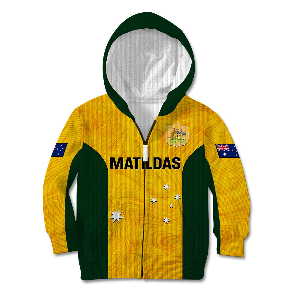 Australia Soccer Kid Hoodie Gold Matildas World Cup 2023 Go Champions - Vibe Hoodie Shop