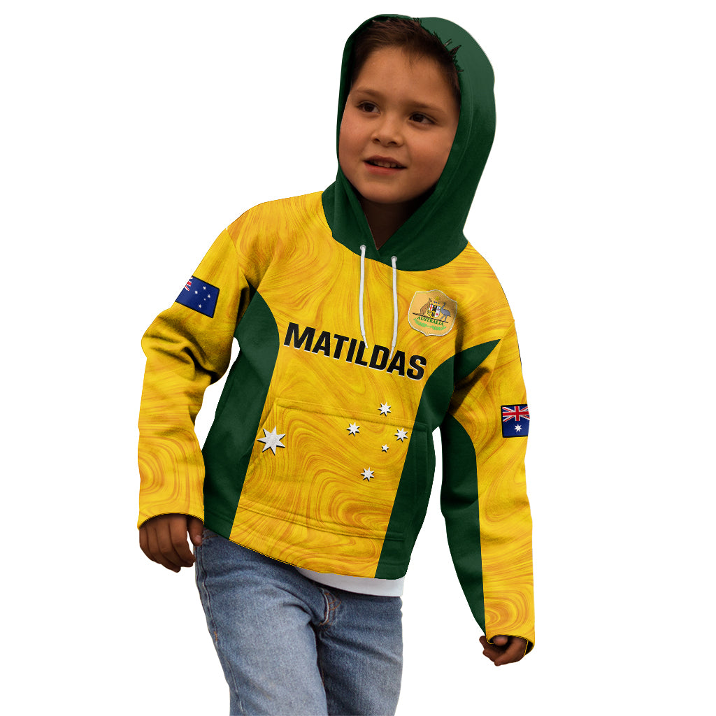 Australia Soccer Kid Hoodie Gold Matildas World Cup 2023 Go Champions - Vibe Hoodie Shop