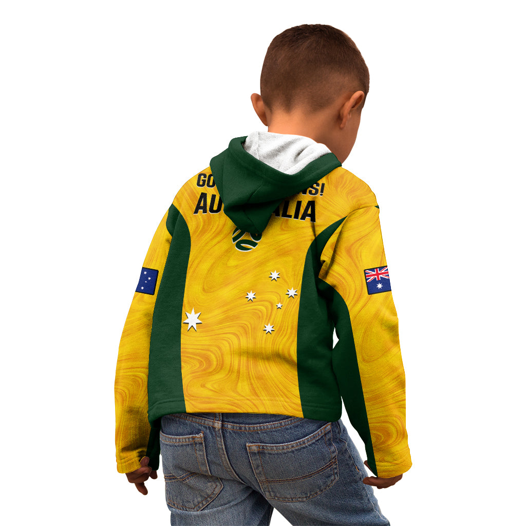 Australia Soccer Kid Hoodie Gold Matildas World Cup 2023 Go Champions - Vibe Hoodie Shop