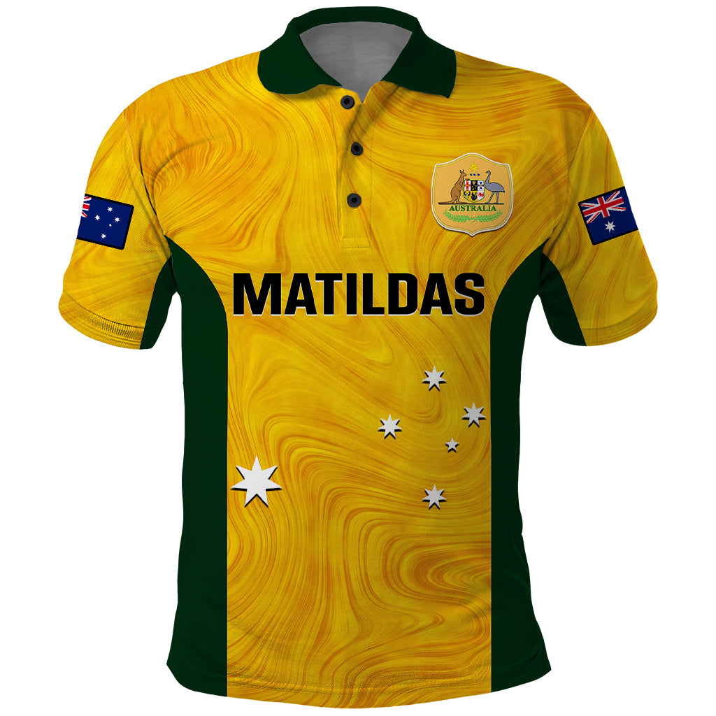 Australia Soccer Polo Shirt Gold Matildas World Cup 2023 Go Champions - Vibe Hoodie Shop