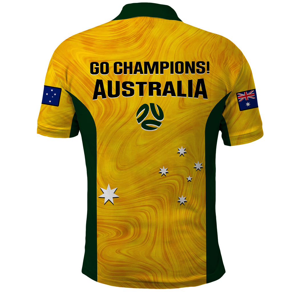 Australia Soccer Polo Shirt Gold Matildas World Cup 2023 Go Champions - Vibe Hoodie Shop