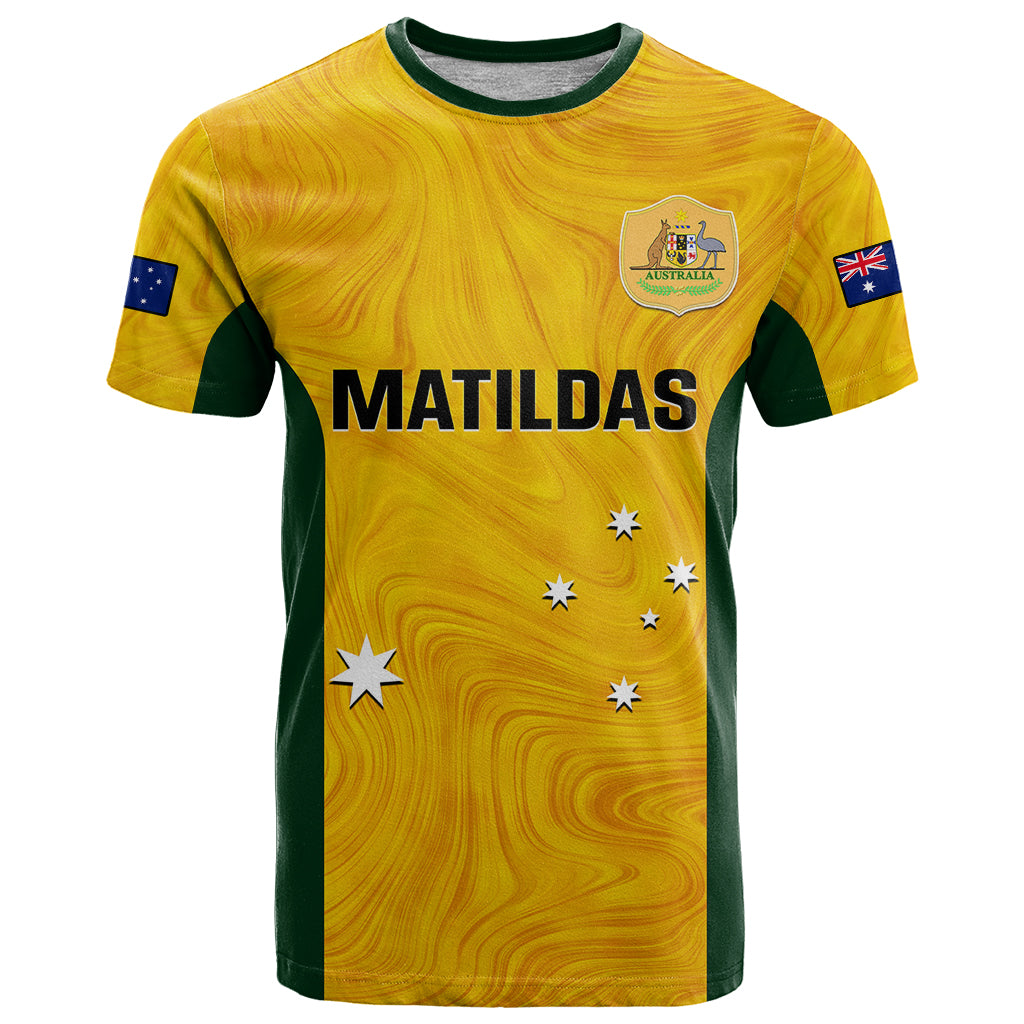 Australia Soccer T Shirt Gold Matildas World Cup 2023 Go Champions - Vibe Hoodie Shop