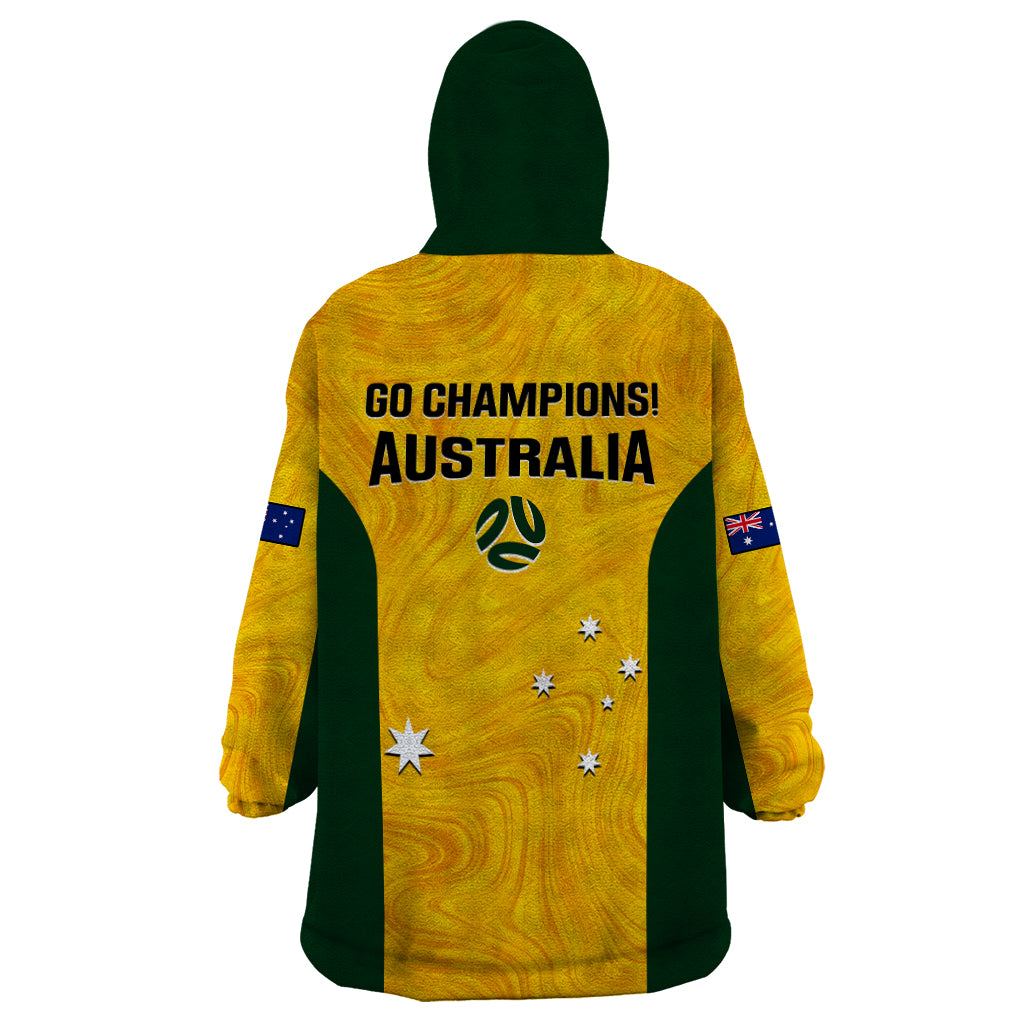 Australia Soccer Wearable Blanket Hoodie Gold Matildas World Cup 2023 Go Champions - Vibe Hoodie Shop