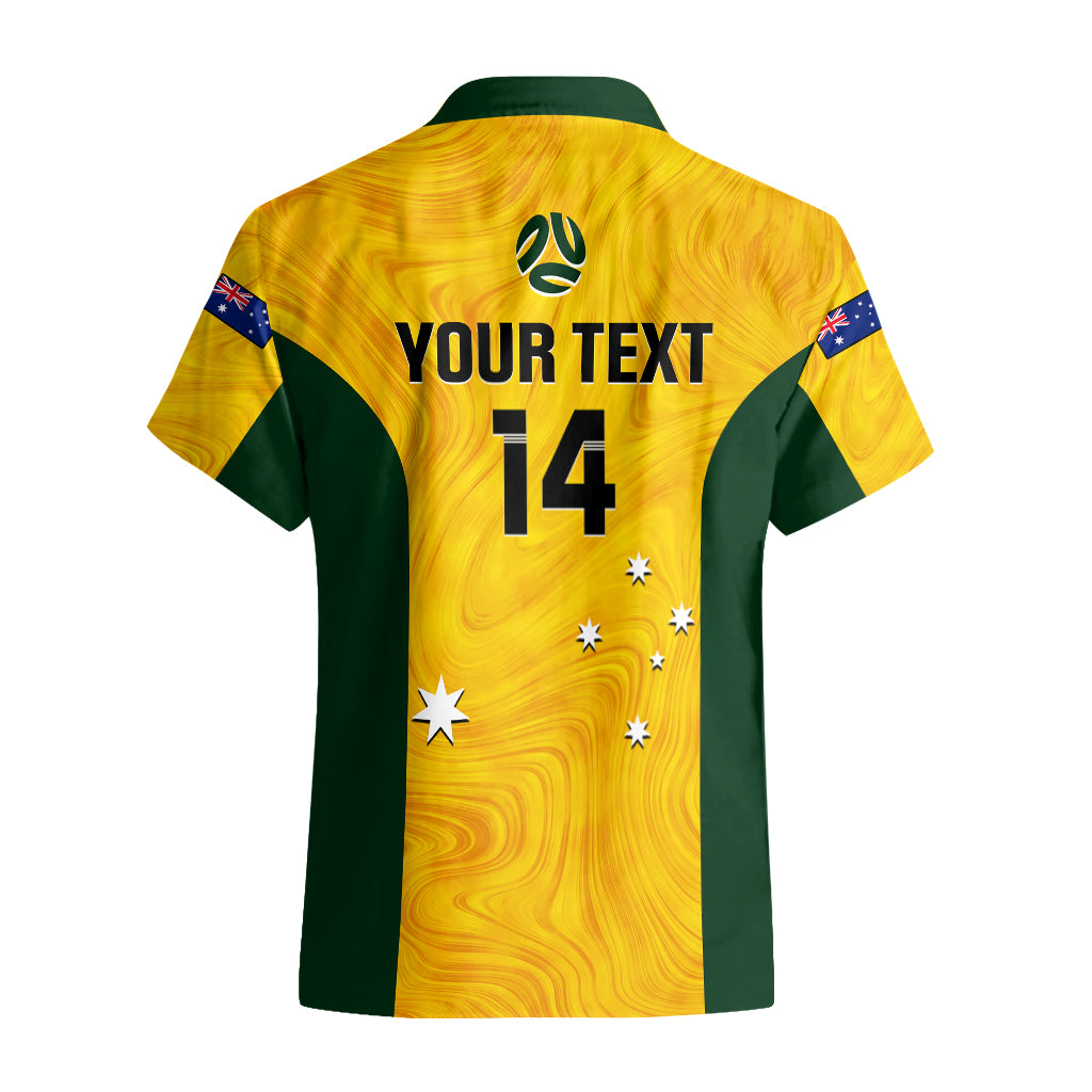Personalised Australia Soccer Hawaiian Shirt Gold Matildas World Cup 2023 Go Champions - Vibe Hoodie Shop