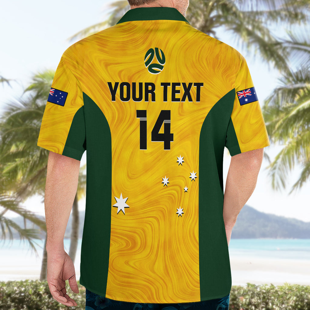 Personalised Australia Soccer Hawaiian Shirt Gold Matildas World Cup 2023 Go Champions - Vibe Hoodie Shop