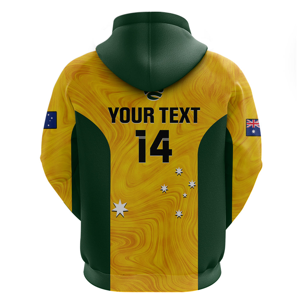 Personalised Australia Soccer Hoodie Gold Matildas World Cup 2023 Go Champions - Vibe Hoodie Shop