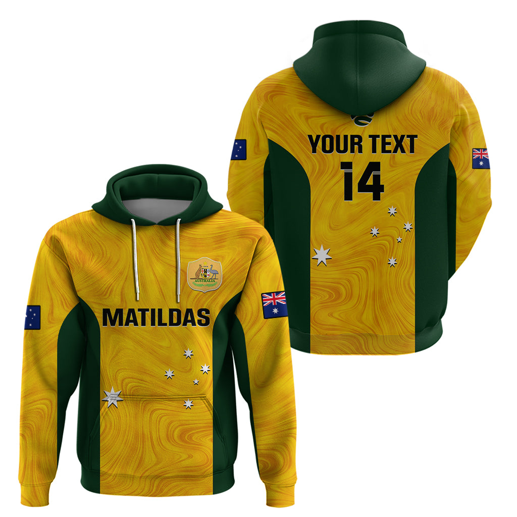 Personalised Australia Soccer Hoodie Gold Matildas World Cup 2023 Go Champions - Vibe Hoodie Shop