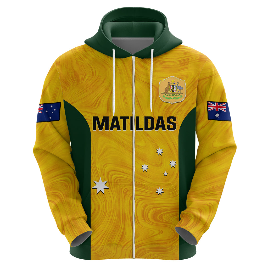 Personalised Australia Soccer Hoodie Gold Matildas World Cup 2023 Go Champions - Vibe Hoodie Shop