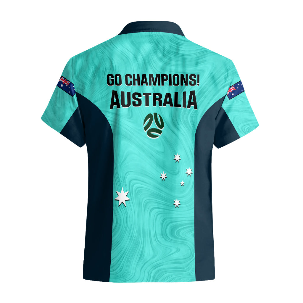 Australia Soccer Hawaiian Shirt Turquoise Matildas World Cup 2023 Go Champions - Vibe Hoodie Shop