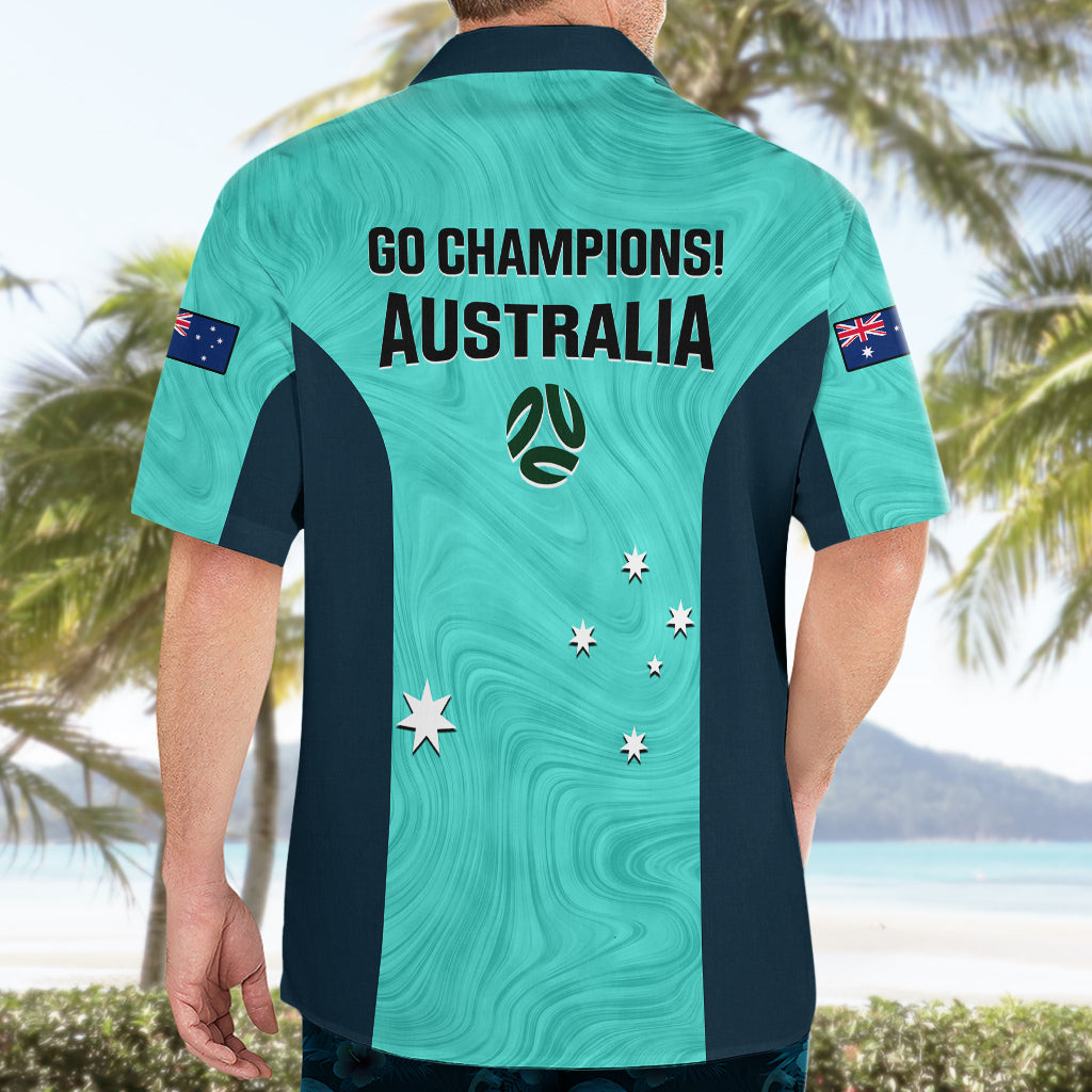 Australia Soccer Hawaiian Shirt Turquoise Matildas World Cup 2023 Go Champions - Vibe Hoodie Shop