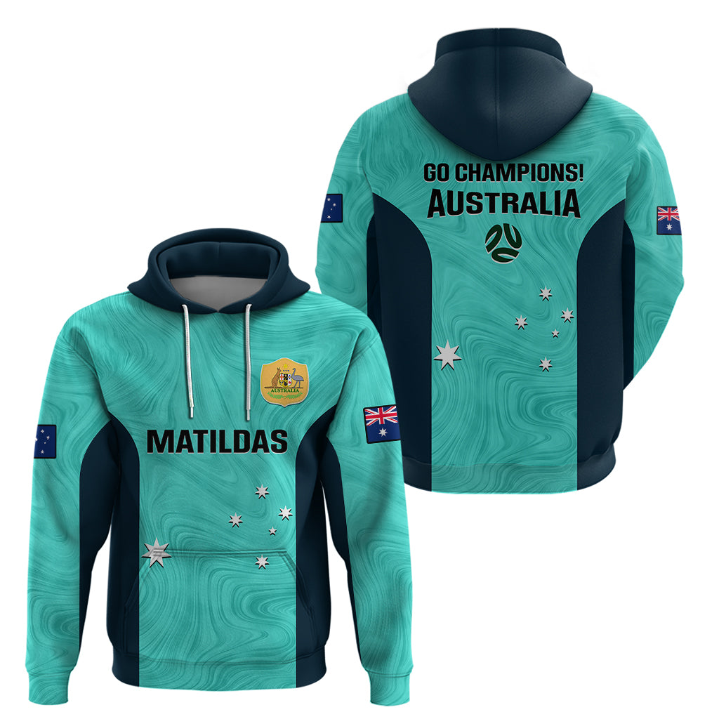 Australia Soccer Hoodie Turquoise Matildas World Cup 2023 Go Champions - Vibe Hoodie Shop