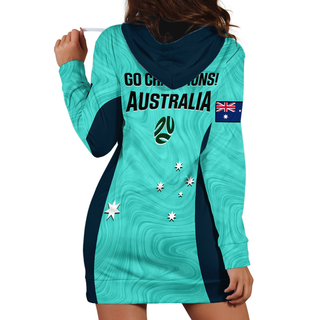 Australia Soccer Hoodie Dress Turquoise Matildas World Cup 2023 Go Champions - Vibe Hoodie Shop