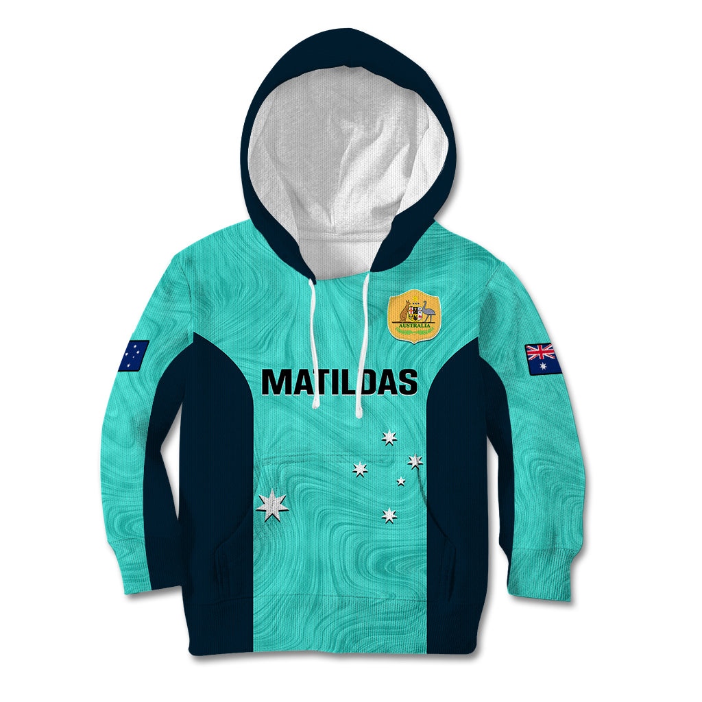 Australia Soccer Kid Hoodie Turquoise Matildas World Cup 2023 Go Champions - Vibe Hoodie Shop