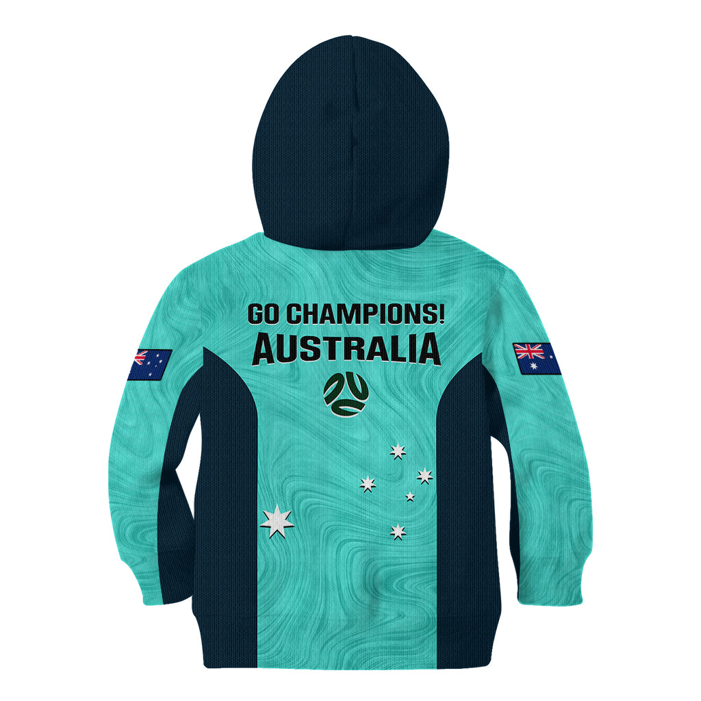 Australia Soccer Kid Hoodie Turquoise Matildas World Cup 2023 Go Champions - Vibe Hoodie Shop