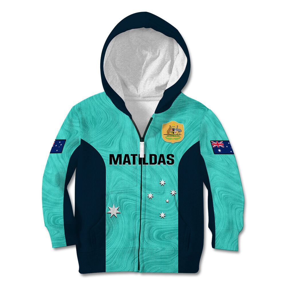 Australia Soccer Kid Hoodie Turquoise Matildas World Cup 2023 Go Champions - Vibe Hoodie Shop