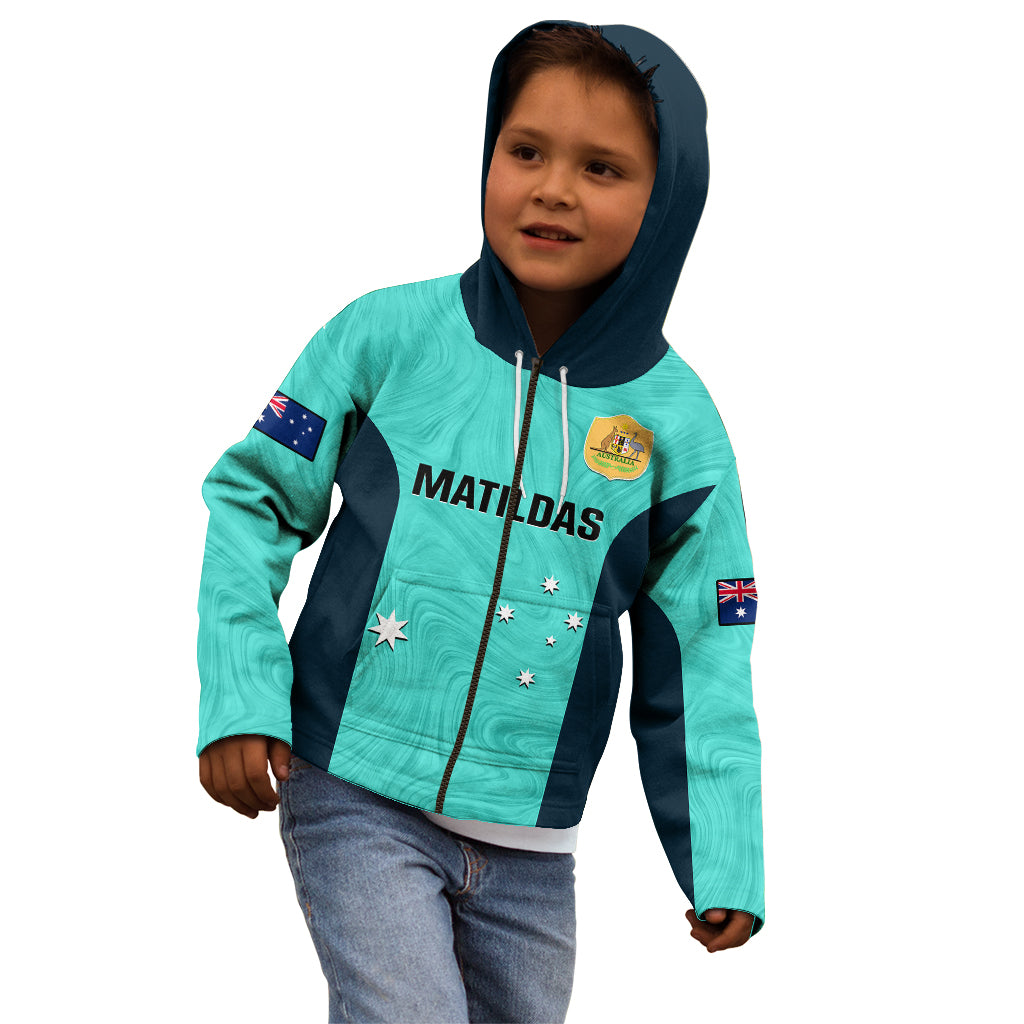 Australia Soccer Kid Hoodie Turquoise Matildas World Cup 2023 Go Champions - Vibe Hoodie Shop