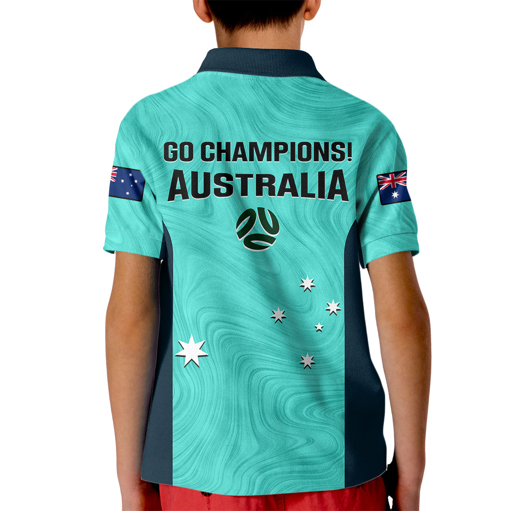 Australia Soccer Kid Polo Shirt Turquoise Matildas World Cup 2023 Go Champions - Vibe Hoodie Shop