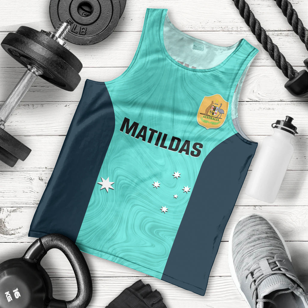 Australia Soccer Men Tank Top Turquoise Matildas World Cup 2023 Go Champions - Vibe Hoodie Shop