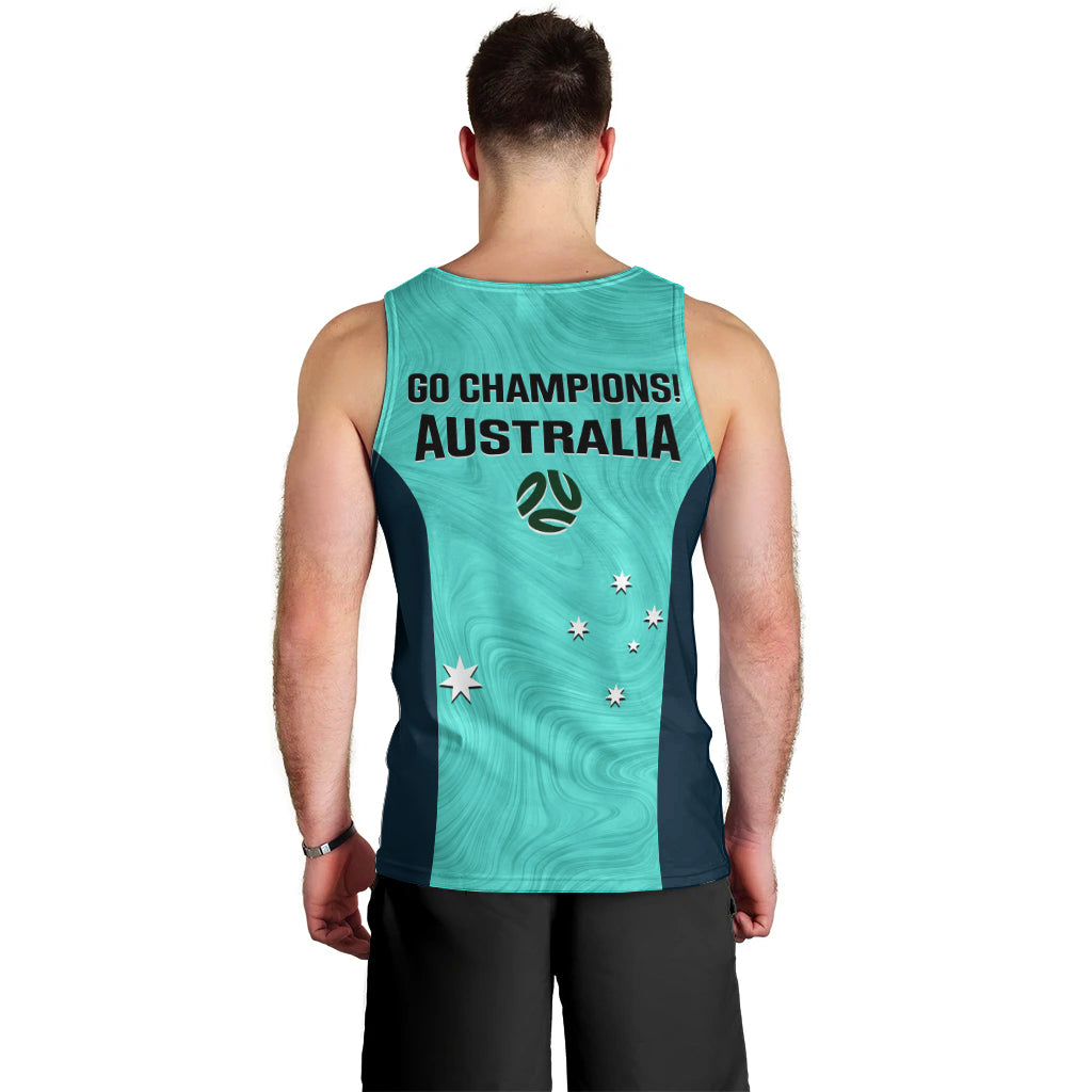 Australia Soccer Men Tank Top Turquoise Matildas World Cup 2023 Go Champions - Vibe Hoodie Shop