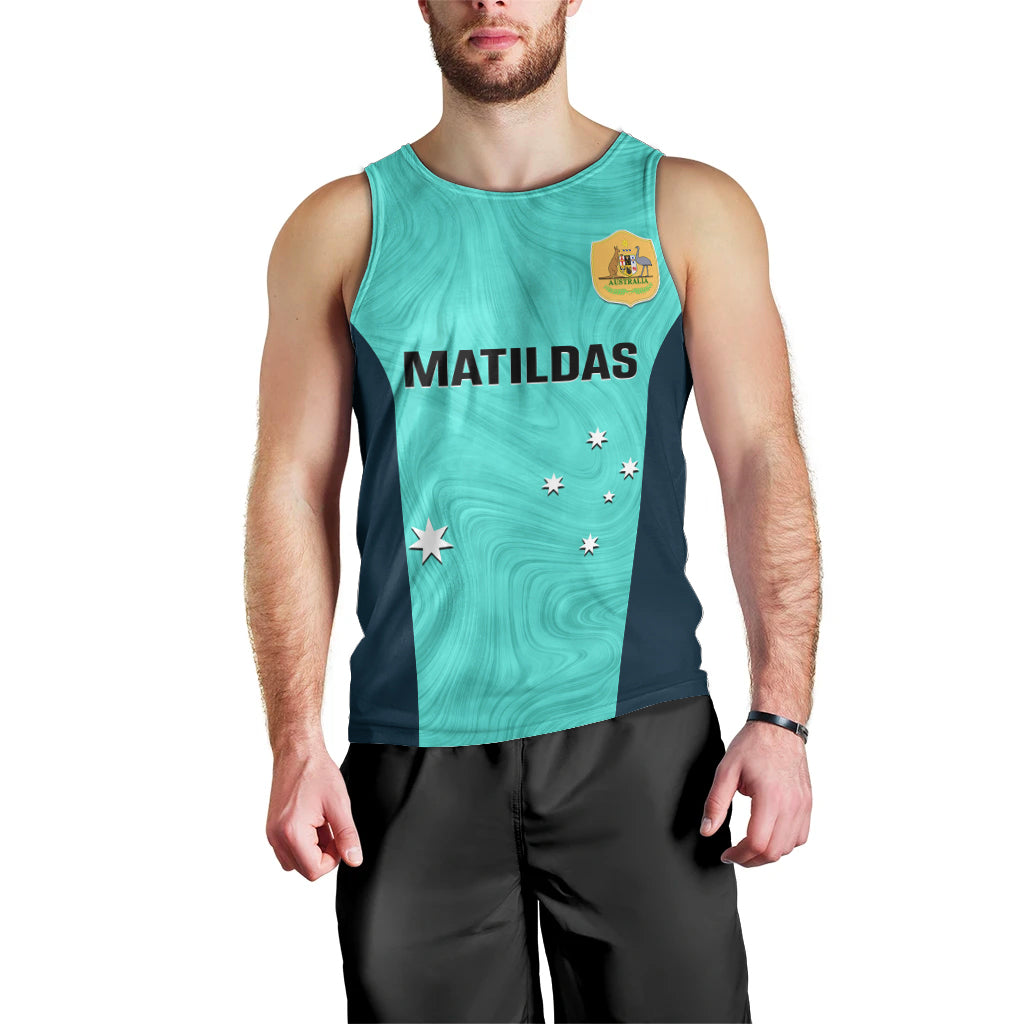 Australia Soccer Men Tank Top Turquoise Matildas World Cup 2023 Go Champions - Vibe Hoodie Shop