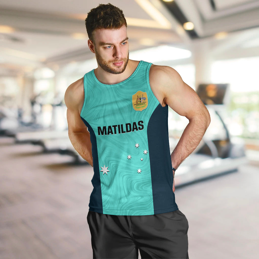 Australia Soccer Men Tank Top Turquoise Matildas World Cup 2023 Go Champions - Vibe Hoodie Shop