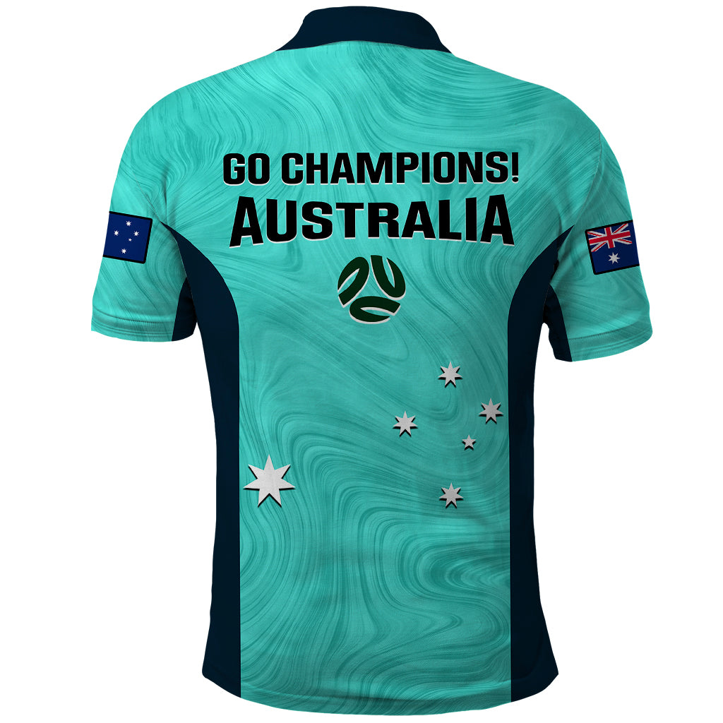 Australia Soccer Polo Shirt Turquoise Matildas World Cup 2023 Go Champions - Vibe Hoodie Shop