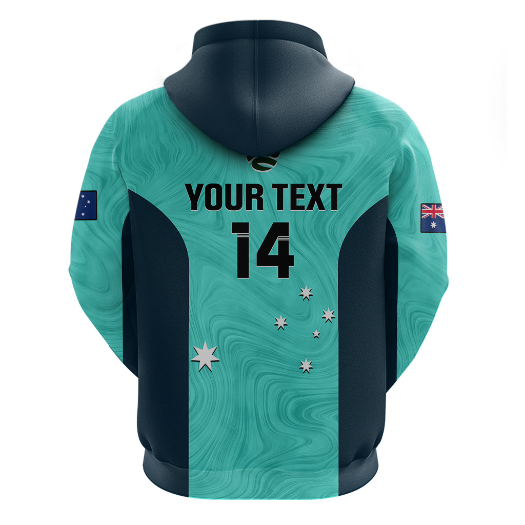 Personalised Australia Soccer Hoodie Turquoise Matildas World Cup 2023 Go Champions - Vibe Hoodie Shop