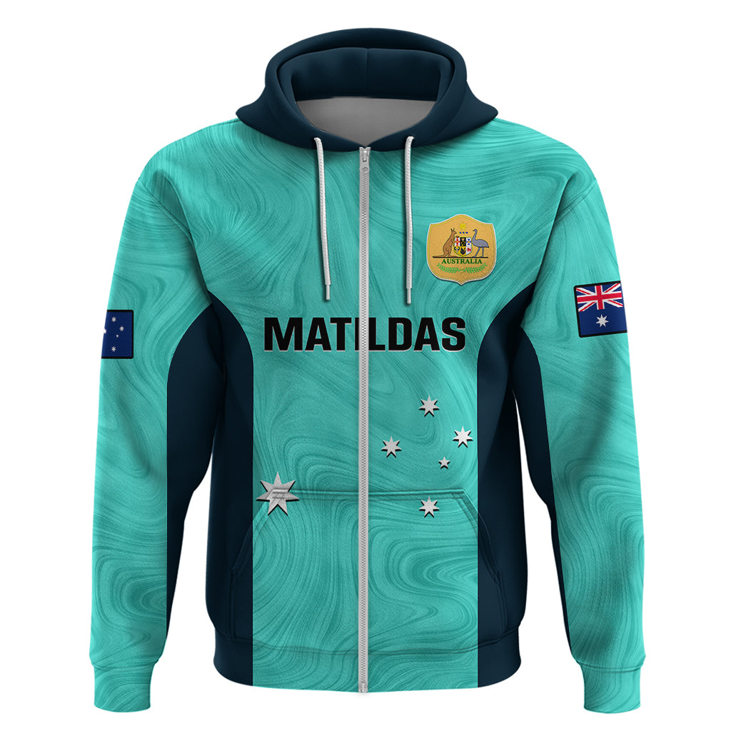 Personalised Australia Soccer Hoodie Turquoise Matildas World Cup 2023 Go Champions - Vibe Hoodie Shop