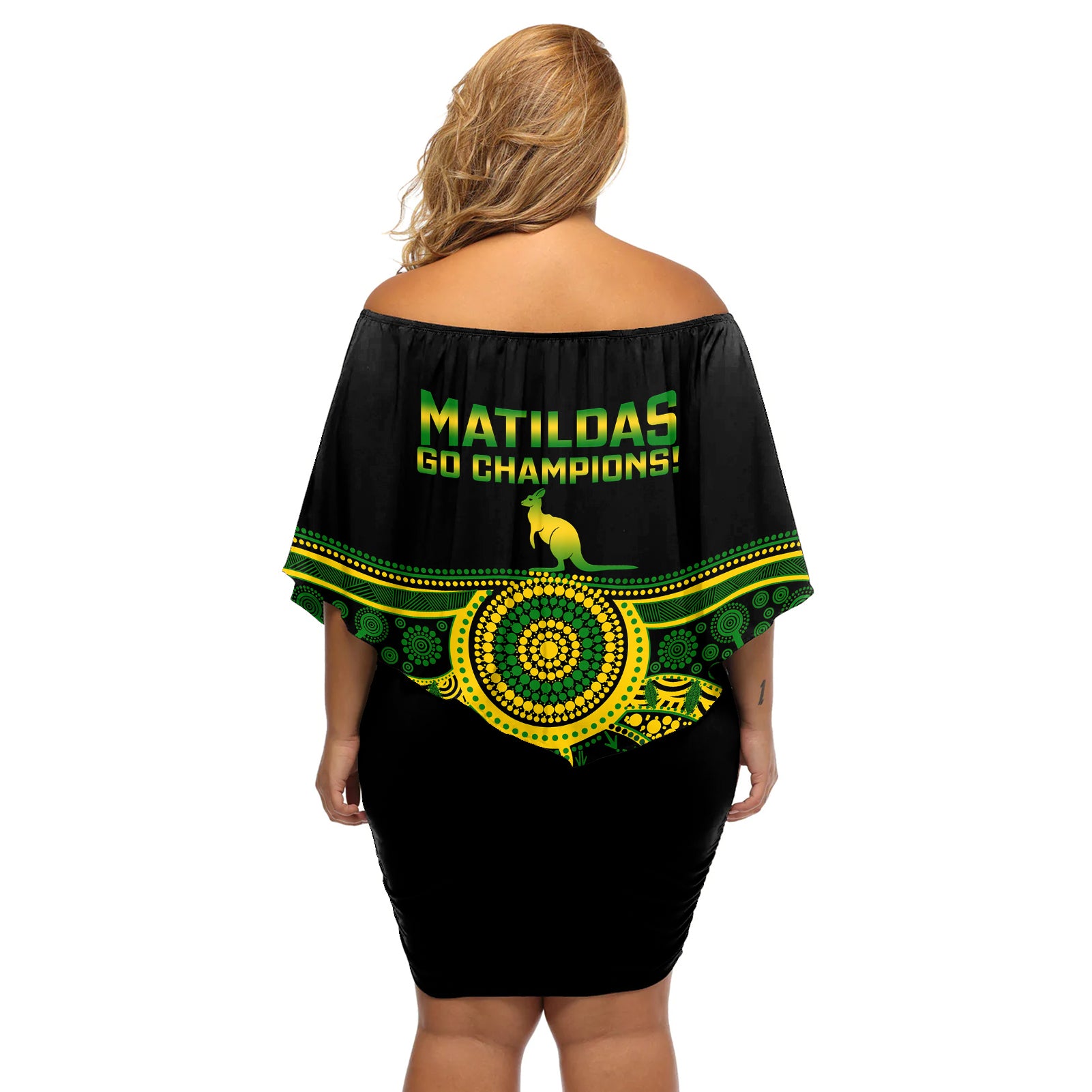 australia-soccer-off-shoulder-short-dress-aboriginal-go-matildas-2023-world-cup