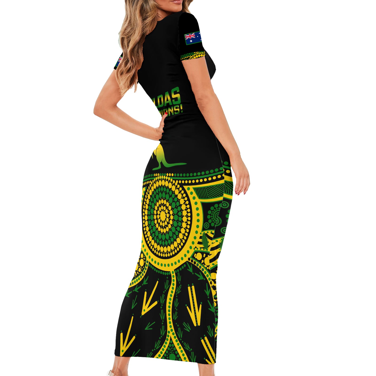 australia-soccer-short-sleeve-bodycon-dress-aboriginal-go-matildas-2023-world-cup