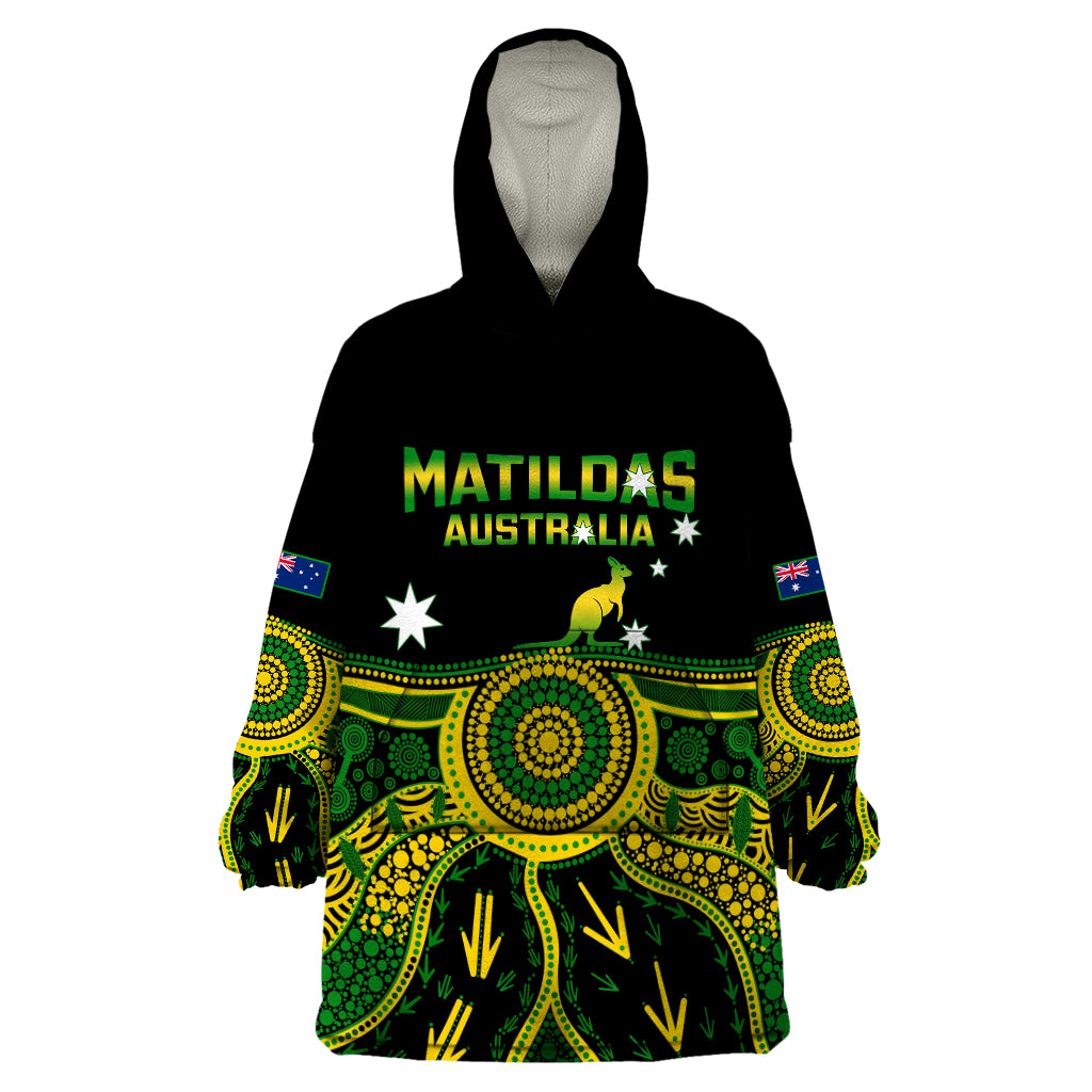 Australia Soccer Wearable Blanket Hoodie Aboriginal Go Matildas 2023 World Cup - Vibe Hoodie Shop