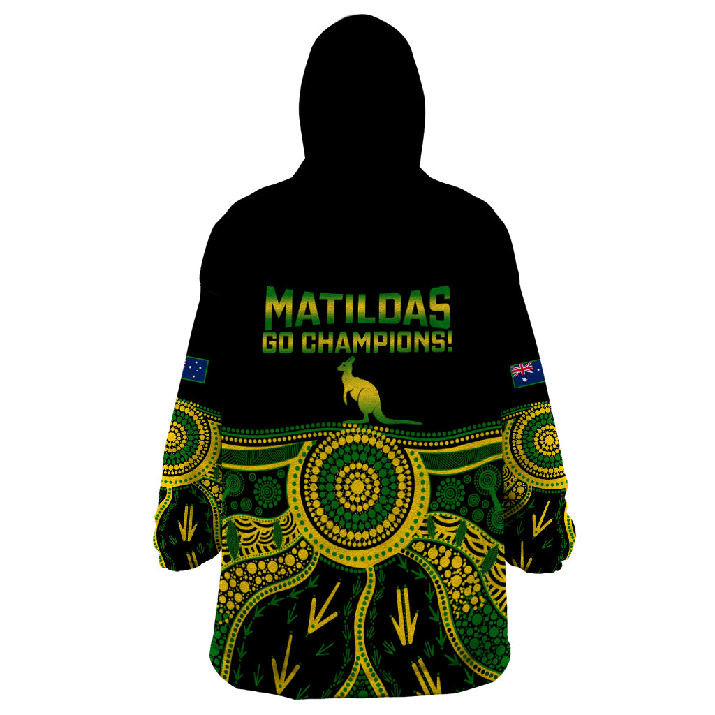 Australia Soccer Wearable Blanket Hoodie Aboriginal Go Matildas 2023 World Cup - Vibe Hoodie Shop