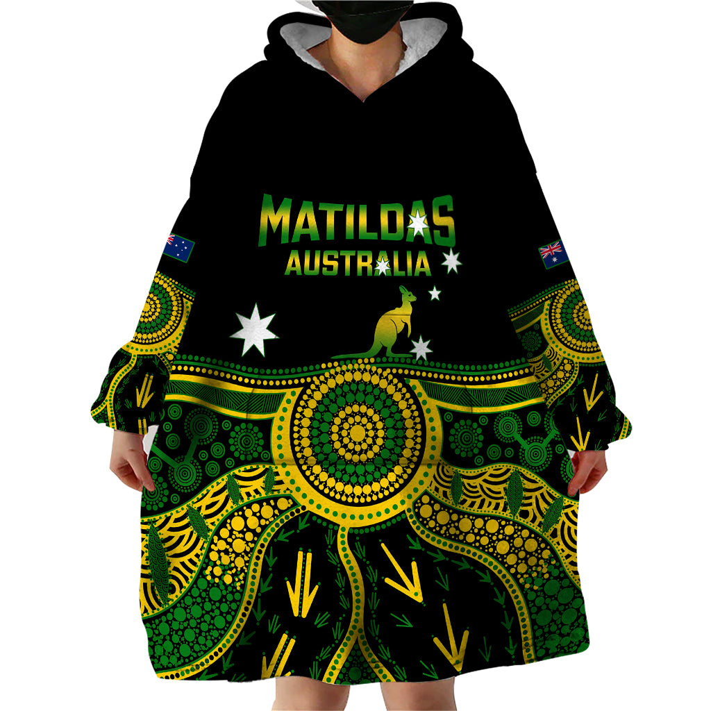 Australia Soccer Wearable Blanket Hoodie Aboriginal Go Matildas 2023 World Cup - Vibe Hoodie Shop