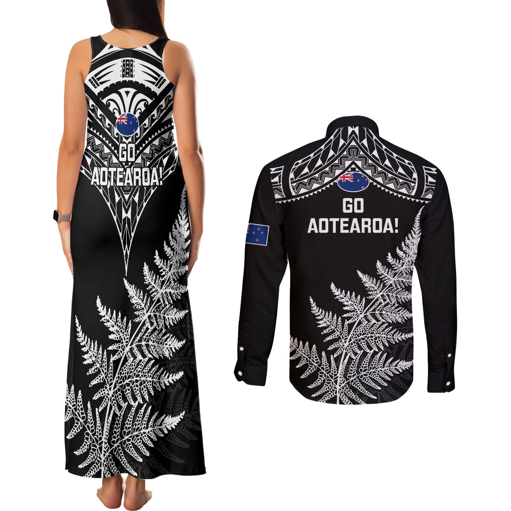new-zealand-silver-fern-rugby-couples-matching-tank-maxi-dress-and-long-sleeve-button-shirts-go-all-black-2023-world-cup