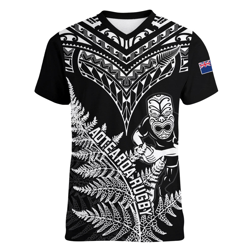 New Zealand Silver Fern Rugby Women V Neck T Shirt Go All Black 2023 World Cup - Vibe Hoodie Shop