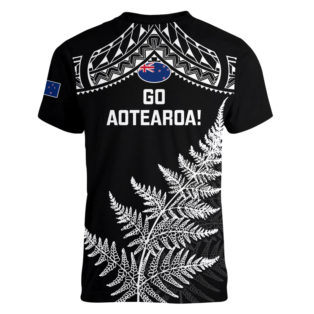 New Zealand Silver Fern Rugby Women V Neck T Shirt Go All Black 2023 World Cup - Vibe Hoodie Shop