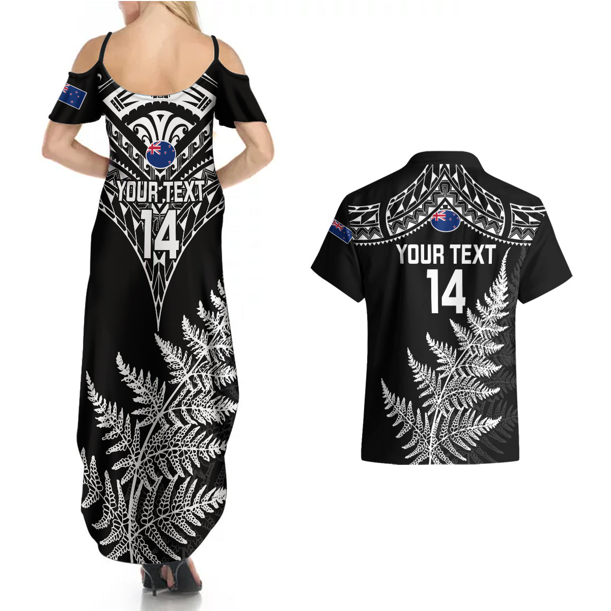 personalised-new-zealand-silver-fern-rugby-couples-matching-summer-maxi-dress-and-hawaiian-shirt-go-all-black-2023-world-cup