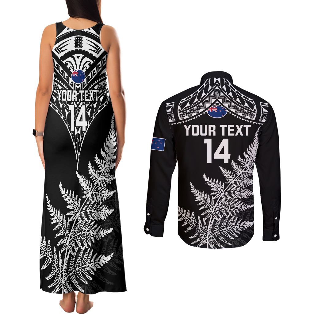personalised-new-zealand-silver-fern-rugby-couples-matching-tank-maxi-dress-and-long-sleeve-button-shirts-go-all-black-2023-world-cup