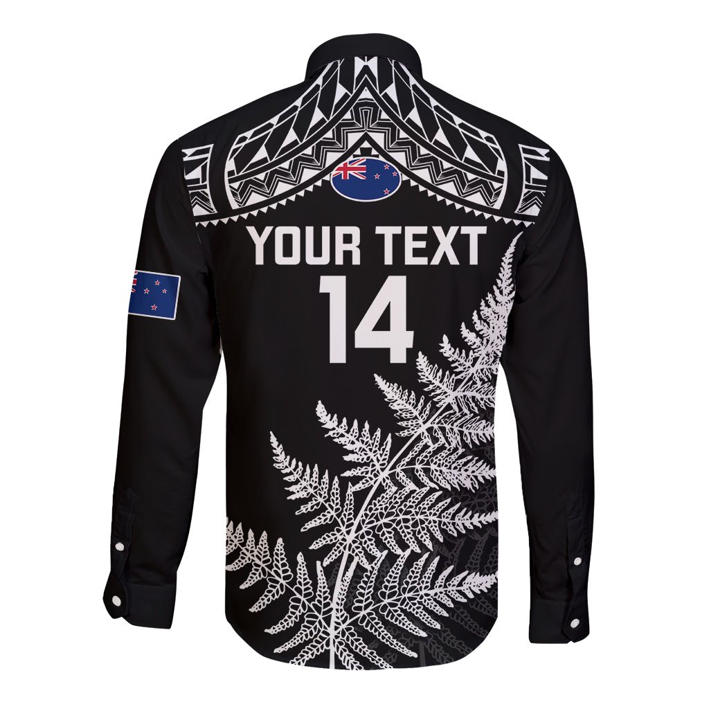 Personalised New Zealand Silver Fern Rugby Long Sleeve Button Shirt Go All Black 2023 World Cup - Vibe Hoodie Shop