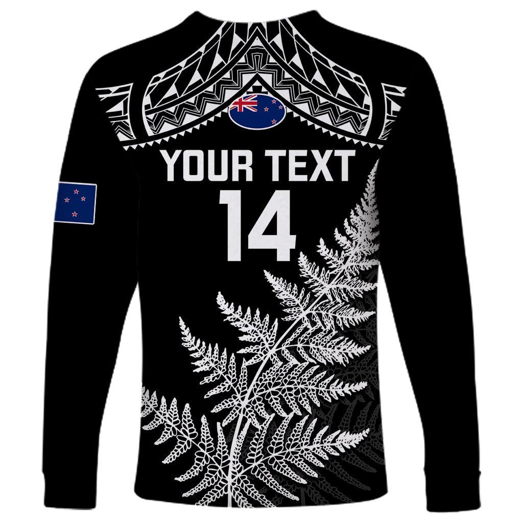 Personalised New Zealand Silver Fern Rugby Long Sleeve Shirt Go All Black 2023 World Cup - Vibe Hoodie Shop
