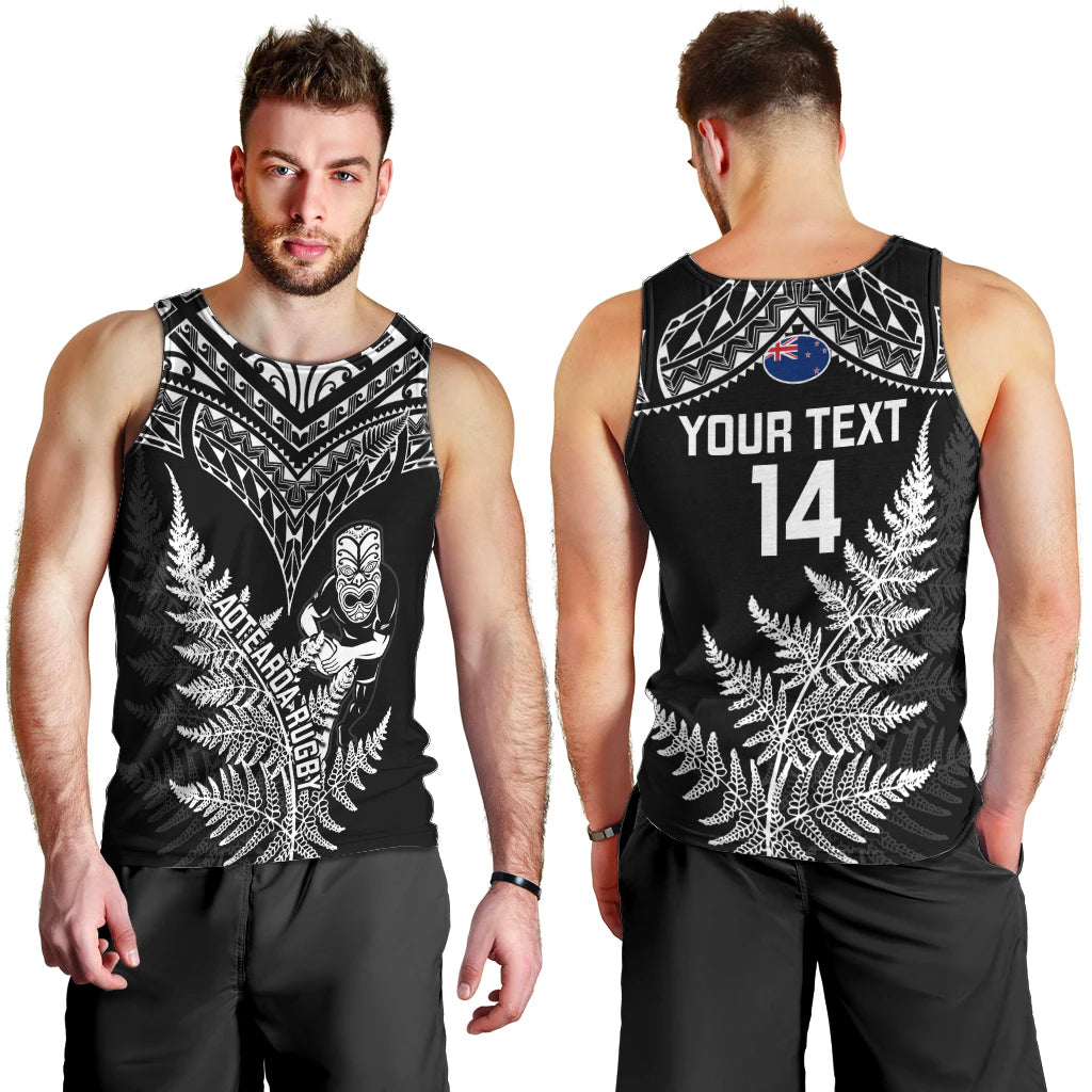 Personalised New Zealand Silver Fern Rugby Men Tank Top Go All Black 2023 World Cup - Vibe Hoodie Shop