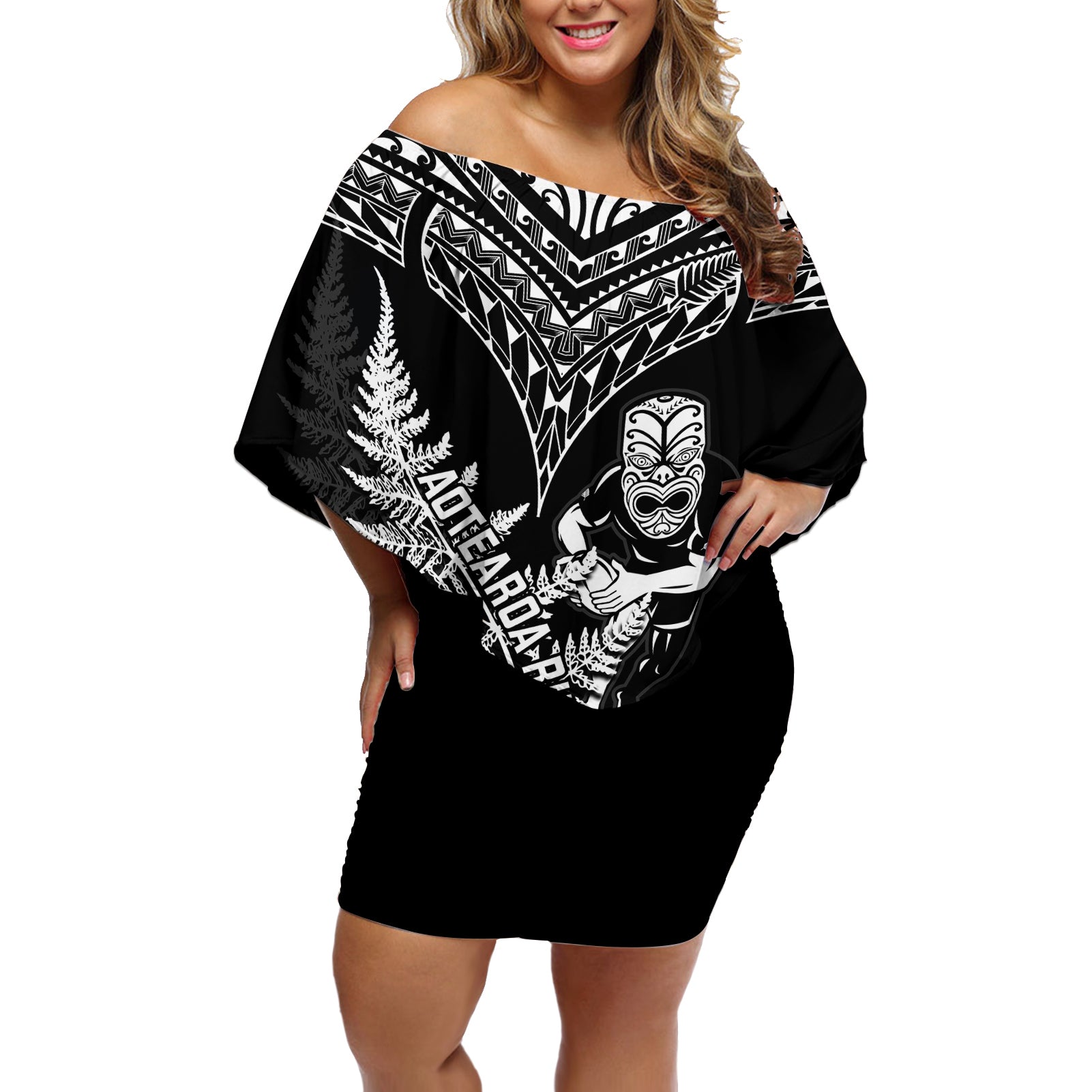 personalised-new-zealand-silver-fern-rugby-off-shoulder-short-dress-go-all-black-2023-world-cup