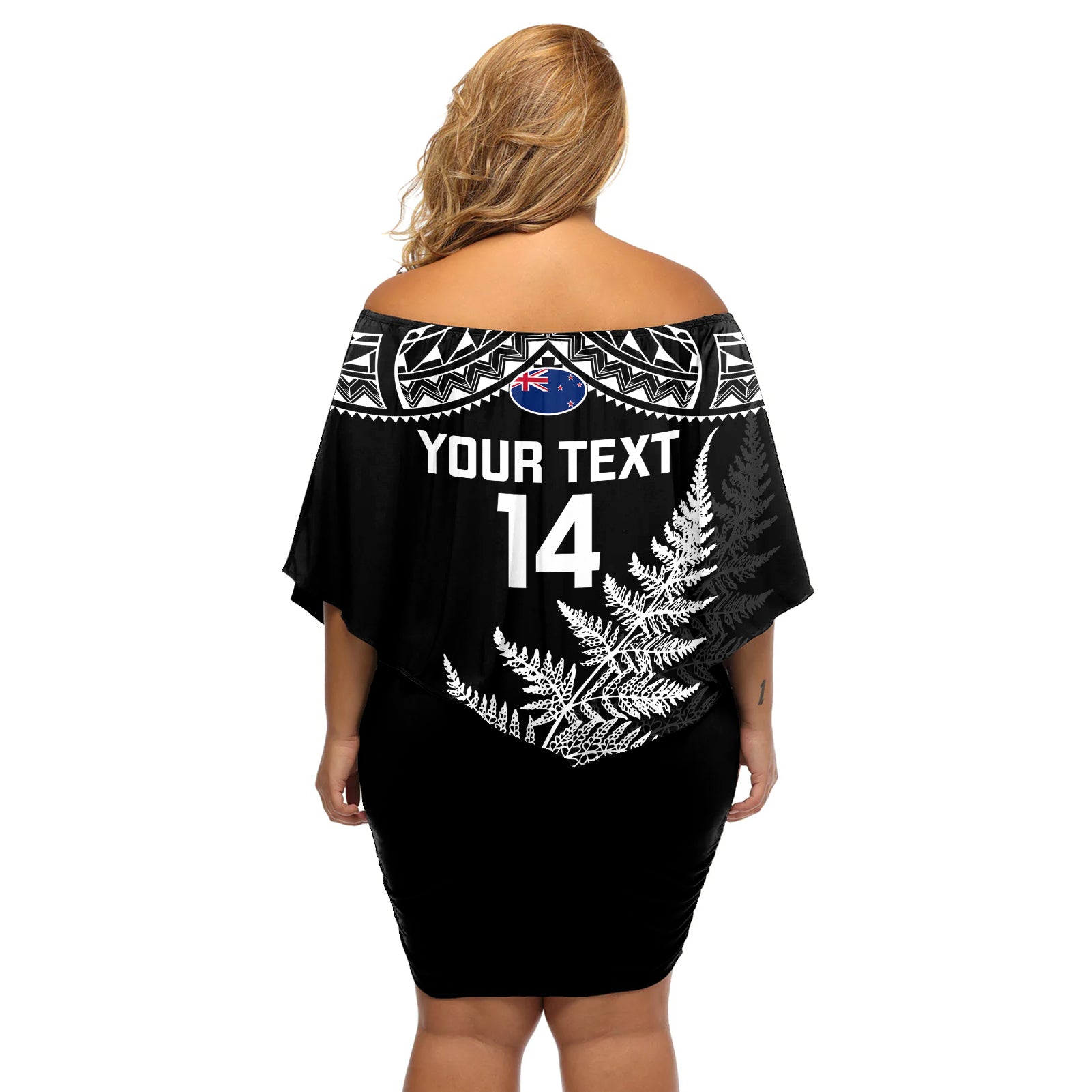 personalised-new-zealand-silver-fern-rugby-off-shoulder-short-dress-go-all-black-2023-world-cup