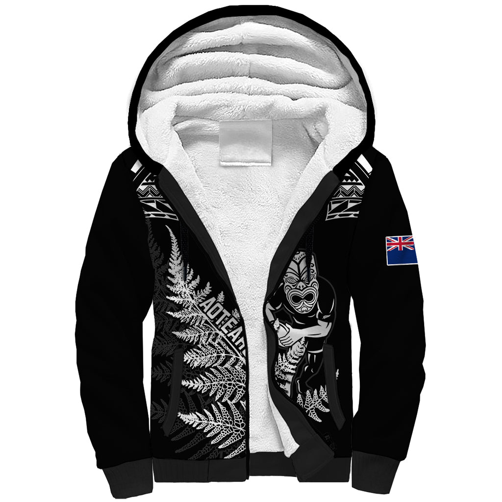 Personalised New Zealand Silver Fern Rugby Sherpa Hoodie Go All Black 2023 World Cup - Vibe Hoodie Shop