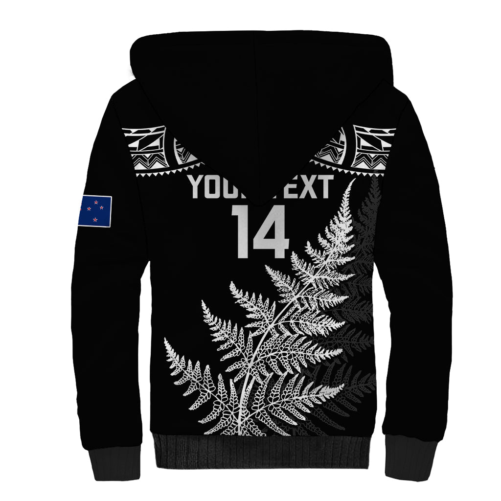 Personalised New Zealand Silver Fern Rugby Sherpa Hoodie Go All Black 2023 World Cup - Vibe Hoodie Shop
