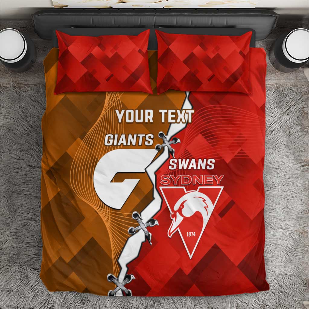 Personalised Giants And Swans Football Bedding Set Dynamic Style - Vibe Hoodie Shop