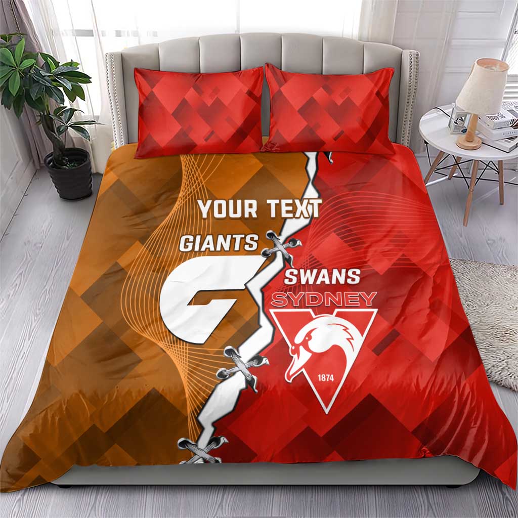 Personalised Giants And Swans Football Bedding Set Dynamic Style - Vibe Hoodie Shop