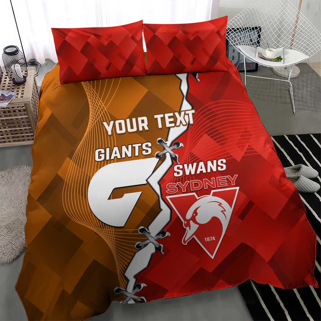 Personalised Giants And Swans Football Bedding Set Dynamic Style - Vibe Hoodie Shop